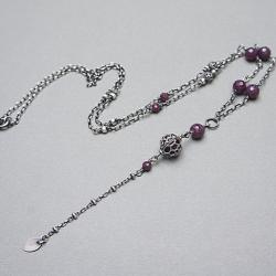 naszyjnik z rubinami delikatny,ze srebra - Naszyjniki - Biżuteria