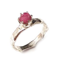 turmalin różowy,srebrny delikatny pierścionek - Pierścionki - Biżuteria