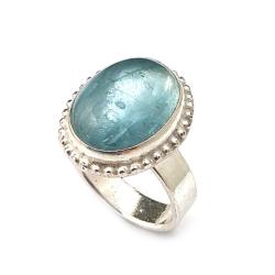 akwamaryn srebrny niebieski pierścionek,uroczy - Pierścionki - Biżuteria