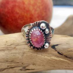 różowy turmalin,srebrny pierścionek - Pierścionki - Biżuteria