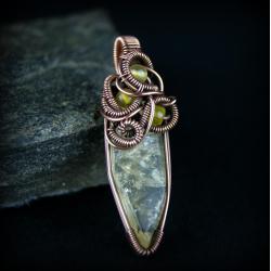 wire wrapping,miedziany wisior,cytryn - Wisiory - Biżuteria