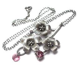 romantyczny naszyjnik srebro,kwiaty,natura - Naszyjniki - Biżuteria