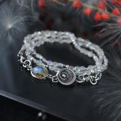 niezwykła srebrna bransoletka z labradorytem - Bransoletki - Biżuteria