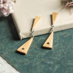 drewniane kolczyki,kolczyki wiszące - Kolczyki - Biżuteria