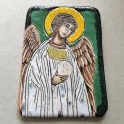 Ceramika i szkło ikona ceramiczna,Anioł Stróż,prezent na chrzciny