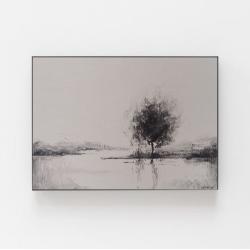 czarno biała grafika,minimalistyczna drzewo,węgiel - Obrazy - Wyposażenie wnętrz