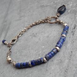 lapis lazuli srebro granatowa delikatna kobieca - Bransoletki - Biżuteria