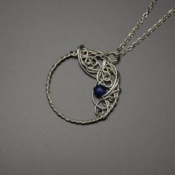 wisiorek,wire wrapping,koło,kółko,lapis lazuli - Wisiory - Biżuteria