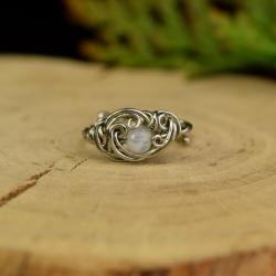 pierścionek,regulowany,kamień księżycowy - Pierścionki - Biżuteria