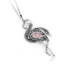naszyjnik różowy flaming,prezent dla niej,unikat - Naszyjniki - Biżuteria
