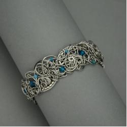 szeroka bransoleta,bransoleta,agat,wire wrapping - Bransoletki - Biżuteria