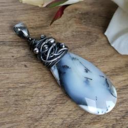 agat dendrytowy,wisior wire wrapping - Wisiory - Biżuteria