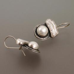 srebrne kolczyki z perłami - Kolczyki - Biżuteria