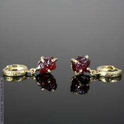 surowe,rubin,unikat,luksusowe,pozłacane - Kolczyki - Biżuteria