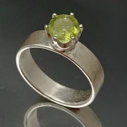 peridot,srebrny Delikatny pierścionek,zielony - Pierścionki - Biżuteria