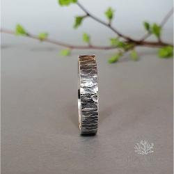 młotkowana,obrączka,srebro 925,rękodzieło - Pierścionki - Biżuteria