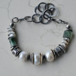bransoletka srebro perły barokowe - Bransoletki - Biżuteria