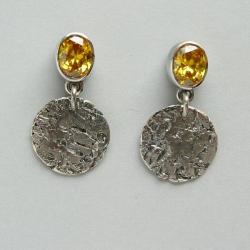 kolczyki surowe srebro,żółte cyrkonie, - Kolczyki - Biżuteria