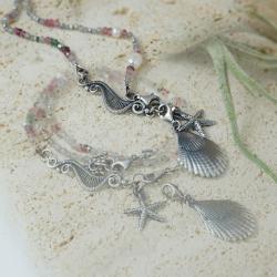 srebrny naszyjnik bransoleta w stylu boho - Bransoletki - Biżuteria