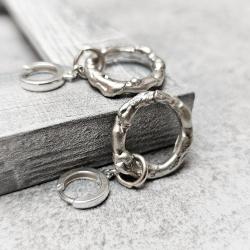 srebrne nieregularne wiszące kolczyki koła - Kolczyki - Biżuteria