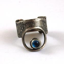 srebrny pierścionek z topazem swiss blue - Pierścionki - Biżuteria