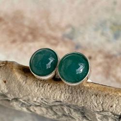 awenturyn,zielone sztyfty,z zielonymi kamieniami - Kolczyki - Biżuteria