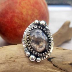 czarny kamień słoneczny,srebro,pierścionek - Pierścionki - Biżuteria