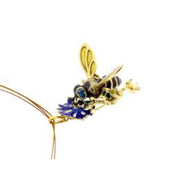 broszko wisior,emaliowany,pszczoła,kwiat - Broszki - Biżuteria