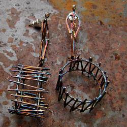 ręcznie robione,metaloplastyka - Kolczyki - Biżuteria