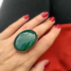 agat zielony,masywny pierścionek - Pierścionki - Biżuteria