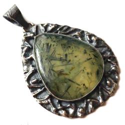 prehnit,srebrny,minerał,srebro,zieleń,turmalin - Wisiory - Biżuteria