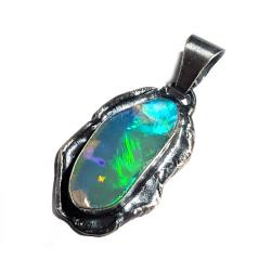 opal,srebro,wisior z opalem z etiopii - Wisiory - Biżuteria