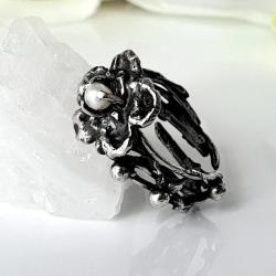 pierścionek srebrny,perła słodkowodna,boho,oksyda - Pierścionki - Biżuteria