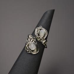 pierścionek,regulowany,wire wrapping,kamień - Pierścionki - Biżuteria