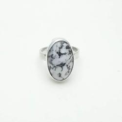 Pierścionek agat dendrytowy srebro minimalistyczny - Pierścionki - Biżuteria