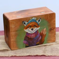 lis w czapce,malowany - Pudełka - Wyposażenie wnętrz