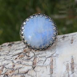 kamień księżycowy pierścionek,księżycowy i srebro - Pierścionki - Biżuteria