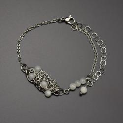 bransoletka,wire wrapping,kamień księżycowy - Bransoletki - Biżuteria