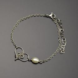bransoletka,serce,wire wrapping,perła - Bransoletki - Biżuteria