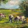 Obrazy obraz wieś,wiejskie chatki,krowy,gęsi