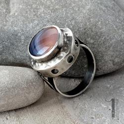 piękny pierścionek srebrny,agat bostwana,vintage - Pierścionki - Biżuteria