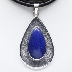 lapis lazuli,wisior granatowy,srebro,klasyczny - Wisiory - Biżuteria