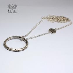 naszyjnik z kołem,surowa biżuteria srebrna - Dla mężczyzn - Biżuteria