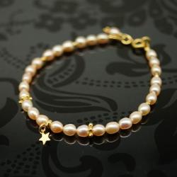 bransoletka,perły,drobna,charms,gwiazdka - Bransoletki - Biżuteria