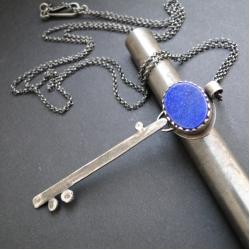 wisior klucz,lapis lazuli,wisior srebro, - Wisiory - Biżuteria