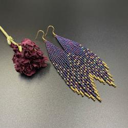 kolczyki koralikowe fioletowe - Kolczyki - Biżuteria