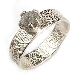 surowy diament,diamentowy,srebrny pierścionek - Pierścionki - Biżuteria