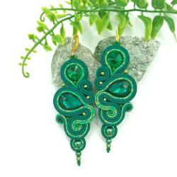 Kolczyki sutasz,zielone,wieczorowe,z kryształami - Kolczyki - Biżuteria