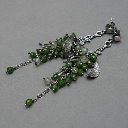 gronka,natura,długie zielone kolczyki,srebro - Kolczyki - Biżuteria