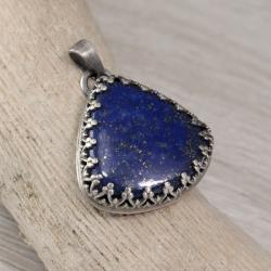 lapis lazuli i srebro,lapis lazuli wisior - Wisiory - Biżuteria